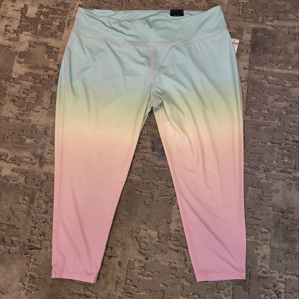 NWT‎ Crown & Ivy rainbow stripe ombre active leggings plus size 4X